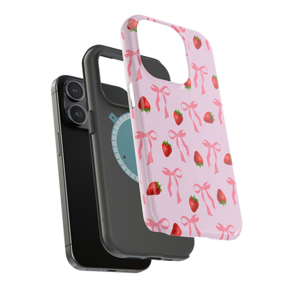 Pink Bow & Strawberry MagSafe iPhone® Case