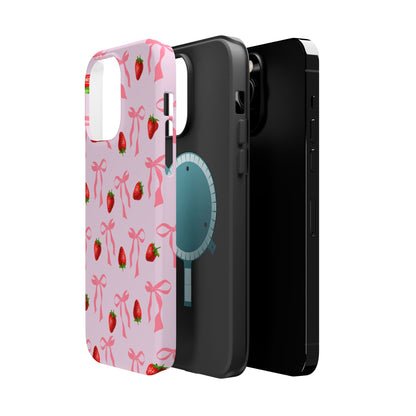 Pink Bow & Strawberry MagSafe iPhone® Case