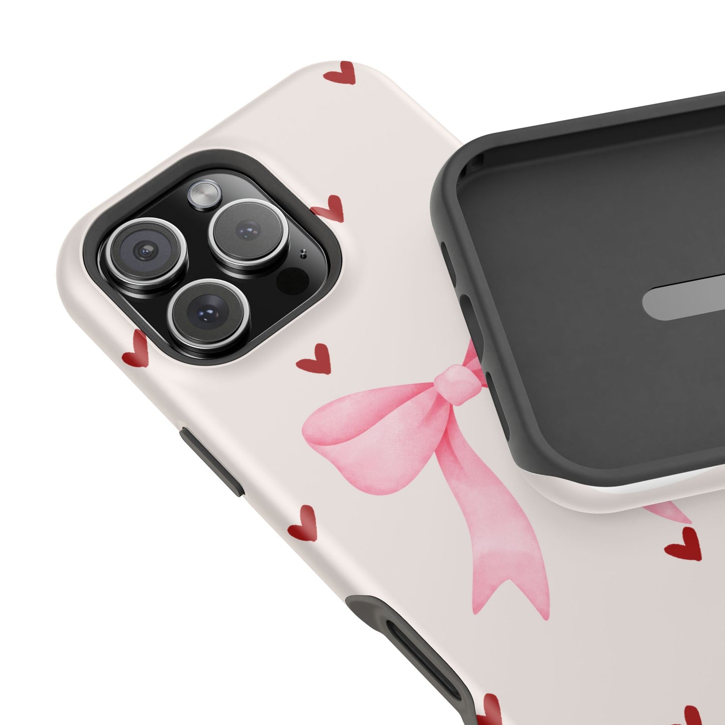 Pink Bow & Red Hearts MagSafe iPhone® Case