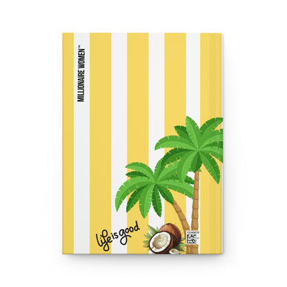 Hardcover Journal — Positive Vibes Only Tropical Palm Coconut Notebook