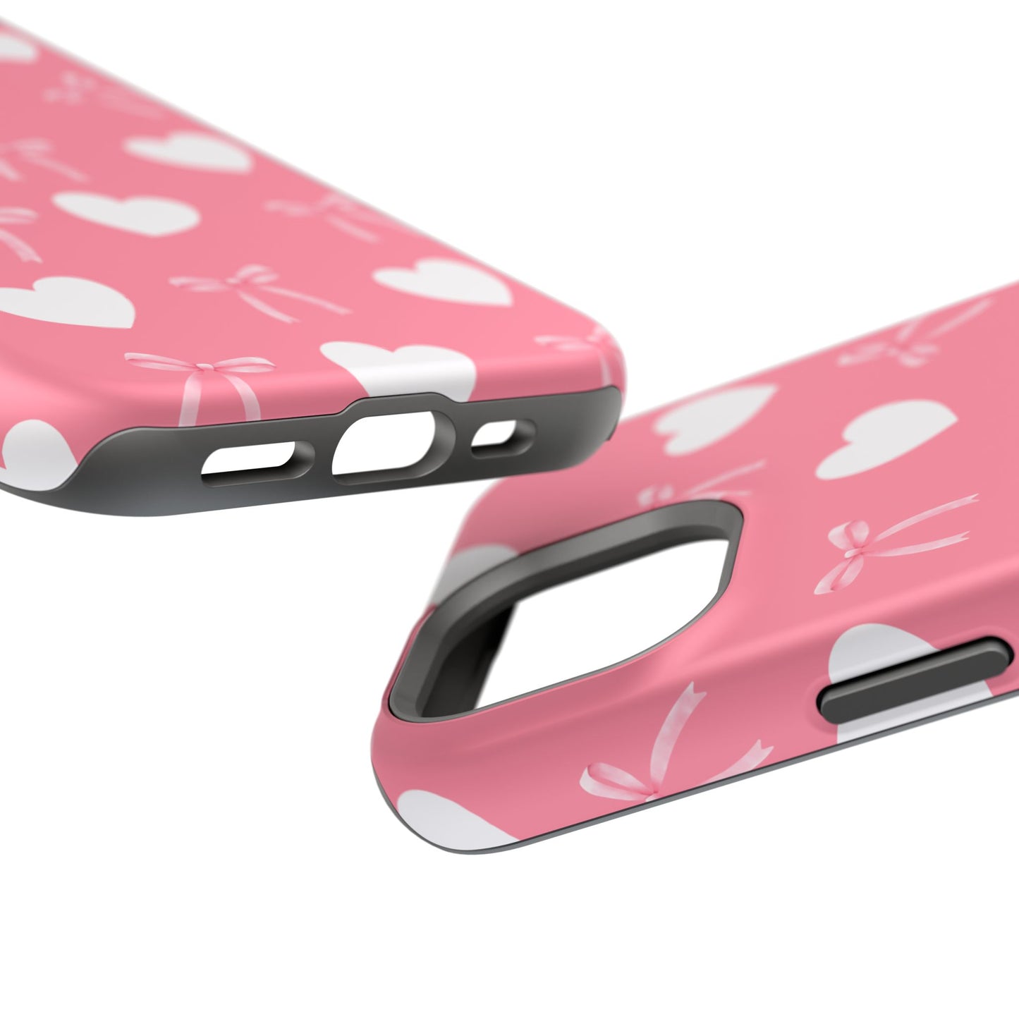 Pink Bow & White Hearts MagSafe iPhone® Case