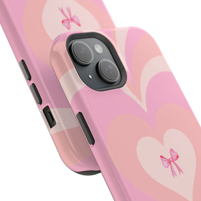 Pink Bow & Big Hearts MagSafe iPhone® Case