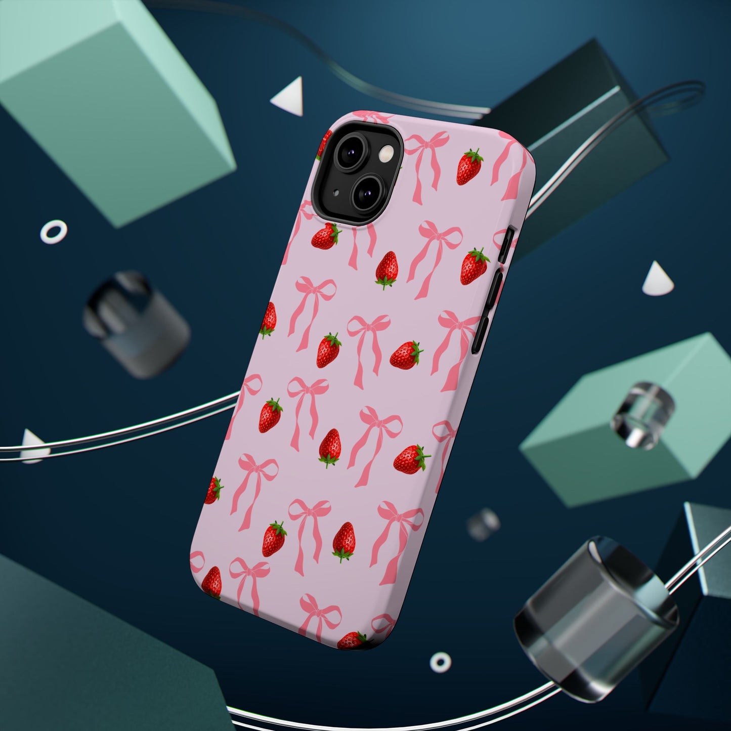Pink Bow & Strawberry MagSafe iPhone® Case