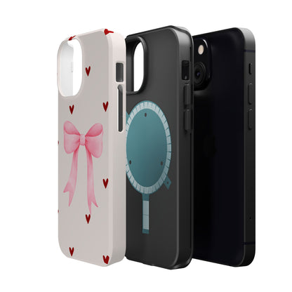 Pink Bow & Red Hearts MagSafe iPhone® Case