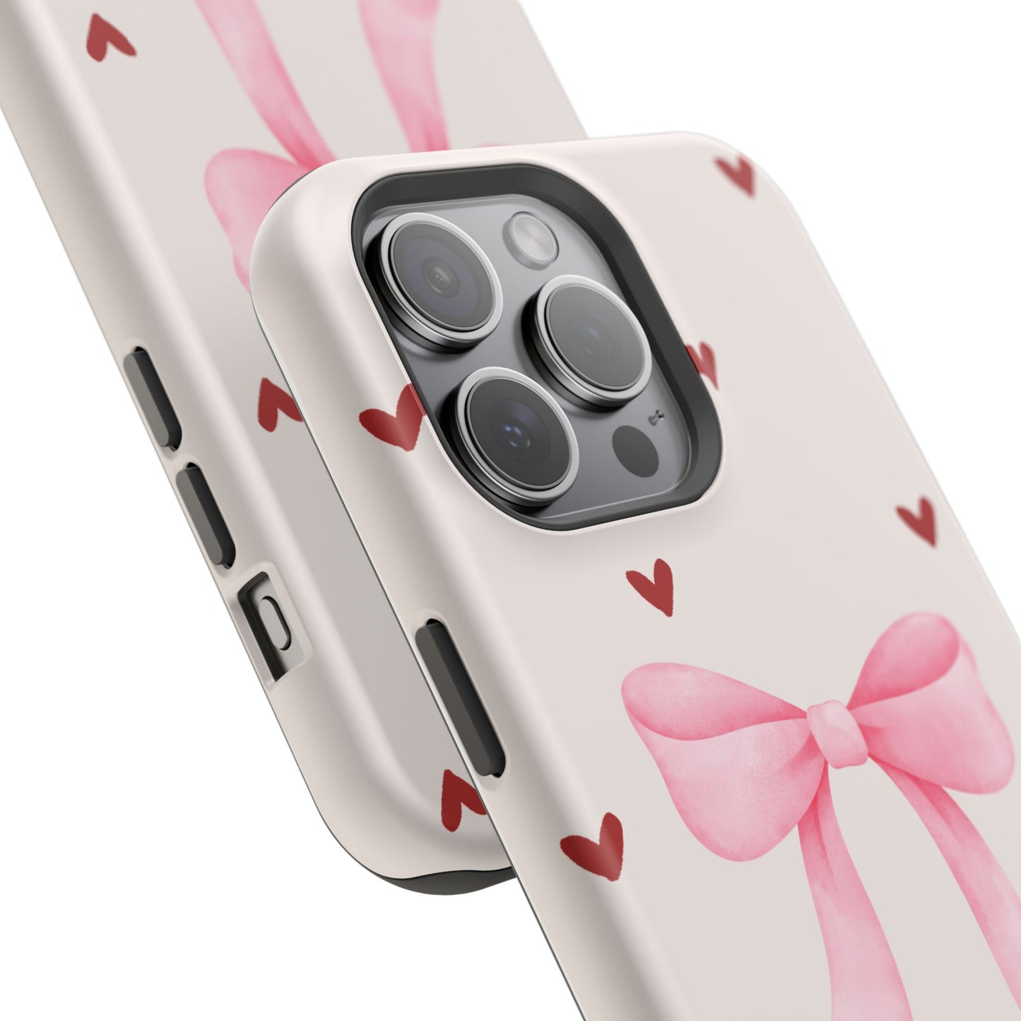 Pink Bow & Red Hearts MagSafe iPhone® Case