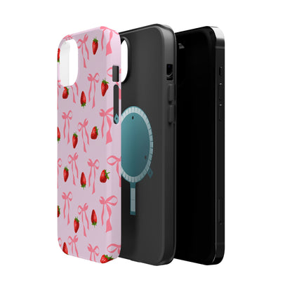 Pink Bow & Strawberry MagSafe iPhone® Case