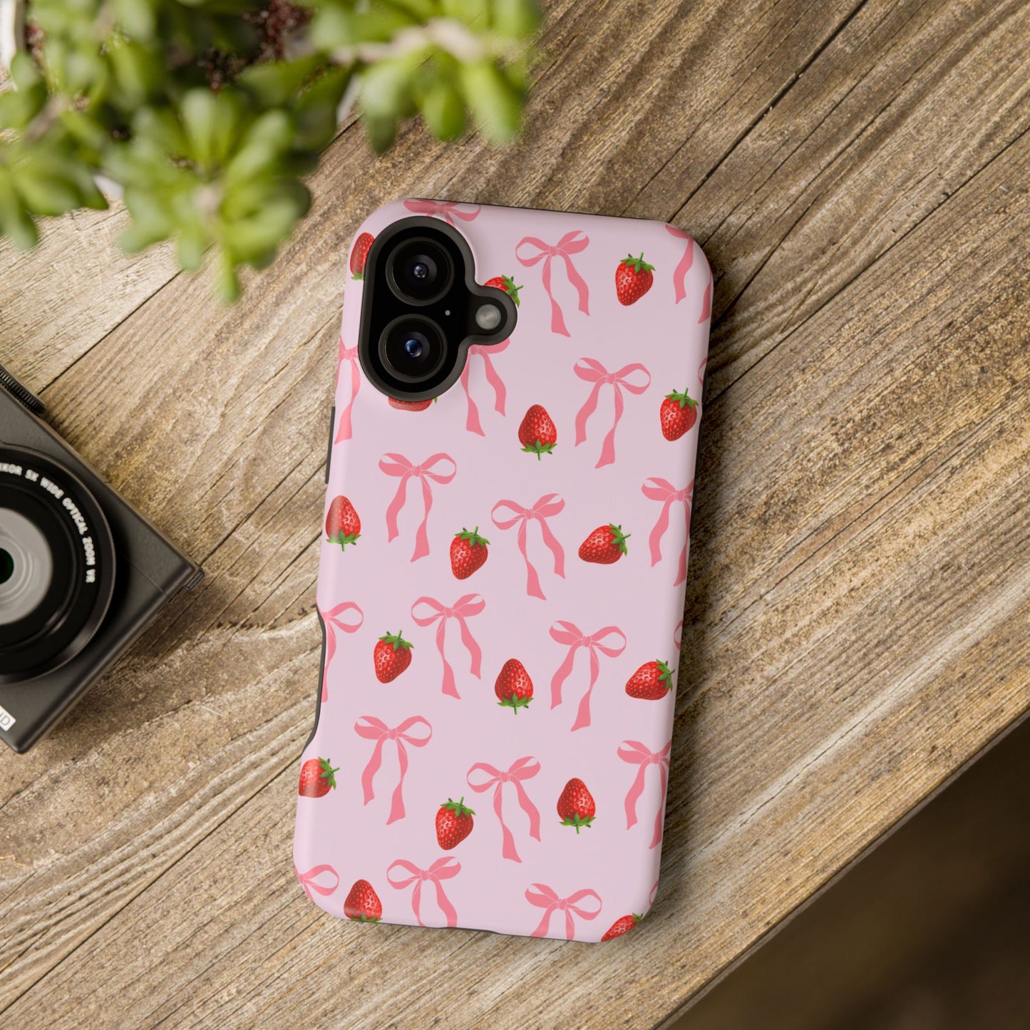 Pink Bow & Strawberry MagSafe iPhone® Case