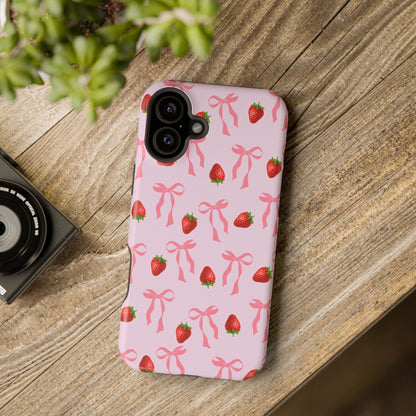 Pink Bow & Strawberry MagSafe iPhone® Case
