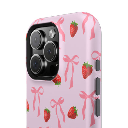 Pink Bow & Strawberry MagSafe iPhone® Case