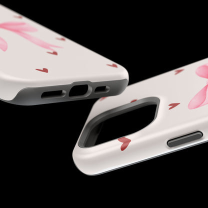 Pink Bow & Red Hearts MagSafe iPhone® Case