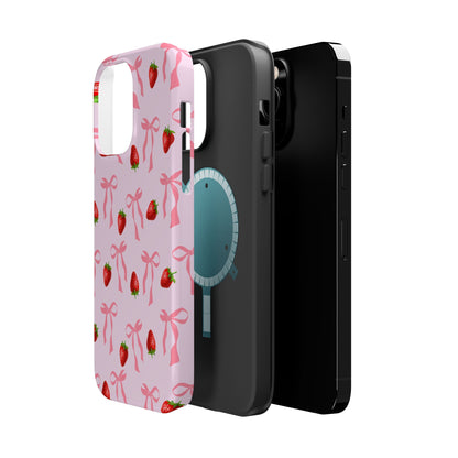Pink Bow & Strawberry MagSafe iPhone® Case