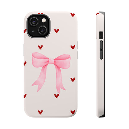 Pink Bow & Red Hearts MagSafe iPhone® Case