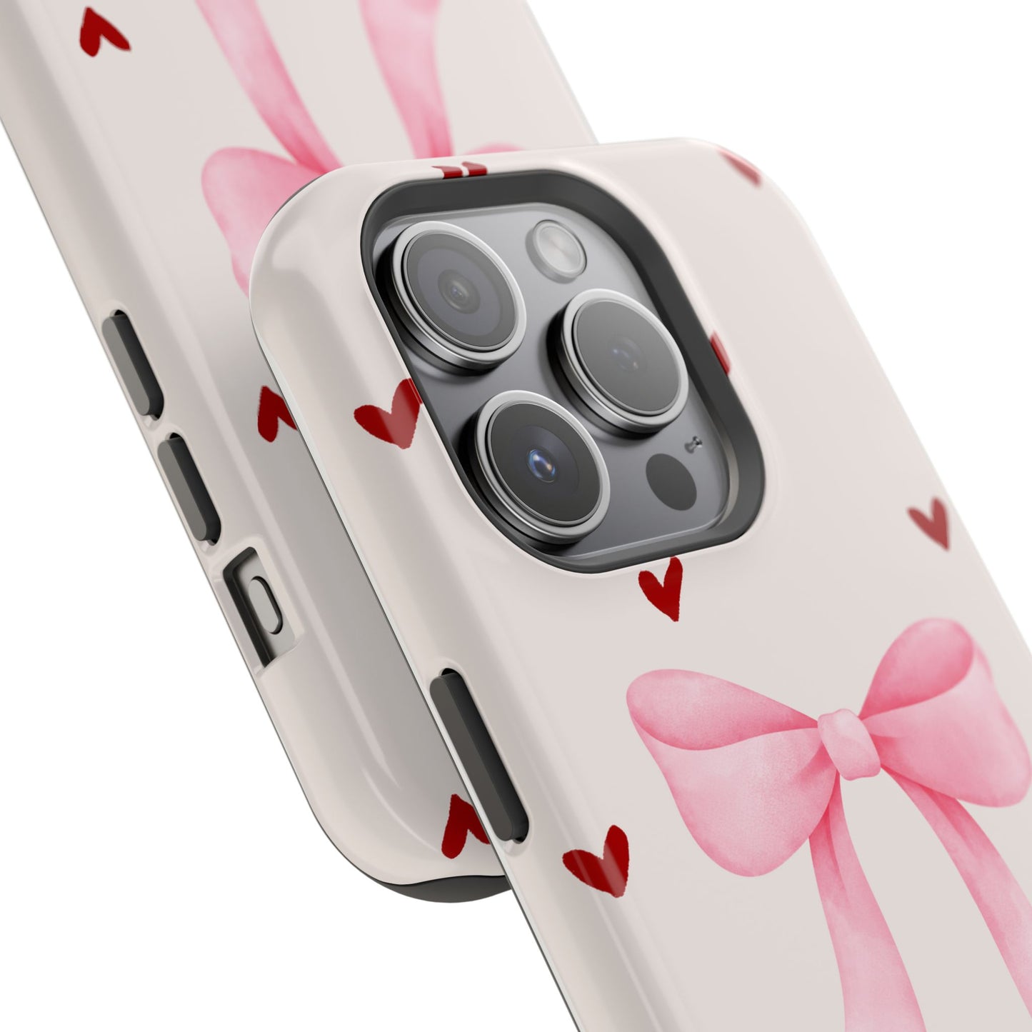 Pink Bow & Red Hearts MagSafe iPhone® Case
