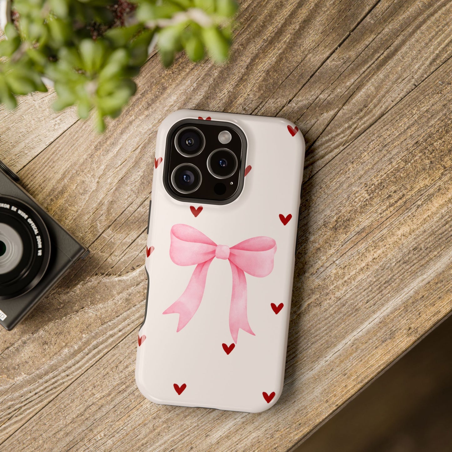 Pink Bow & Red Hearts MagSafe iPhone® Case