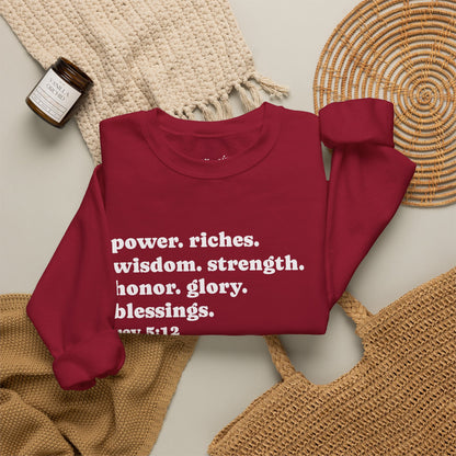 Declaring Your Power. Riches. Wisdom. Strength Crewneck Sweatshirt