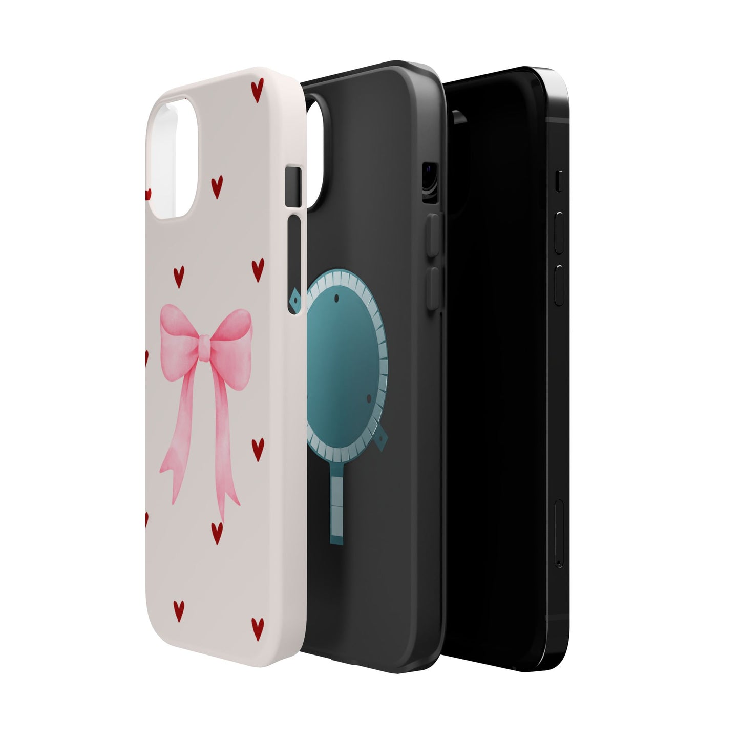 Pink Bow & Red Hearts MagSafe iPhone® Case