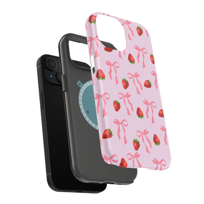Pink Bow & Strawberry MagSafe iPhone® Case