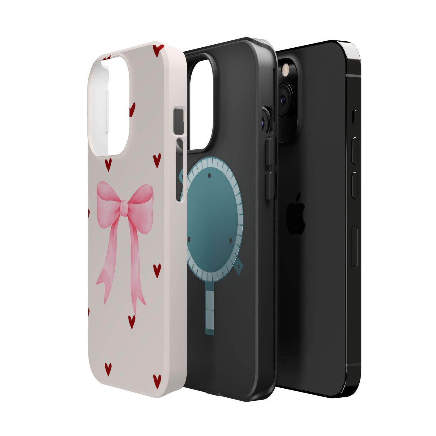 Pink Bow & Red Hearts MagSafe iPhone® Case