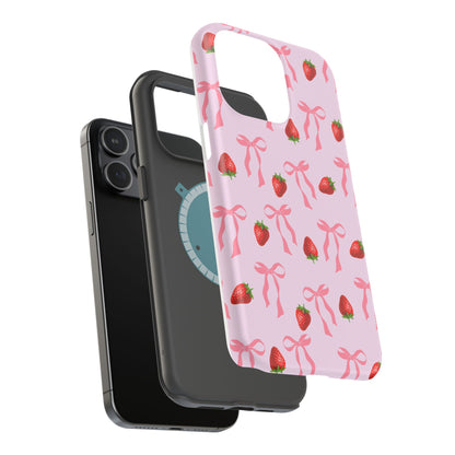 Pink Bow & Strawberry MagSafe iPhone® Case