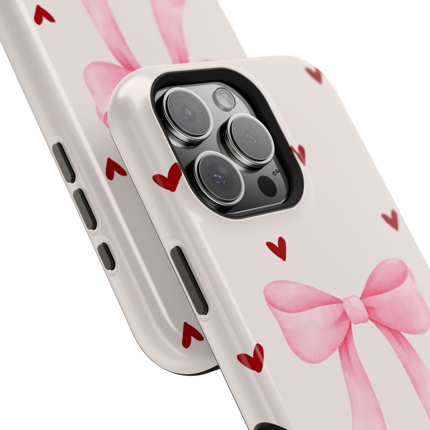 Pink Bow & Red Hearts MagSafe iPhone® Case