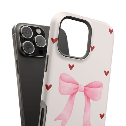 Pink Bow & Red Hearts MagSafe iPhone® Case