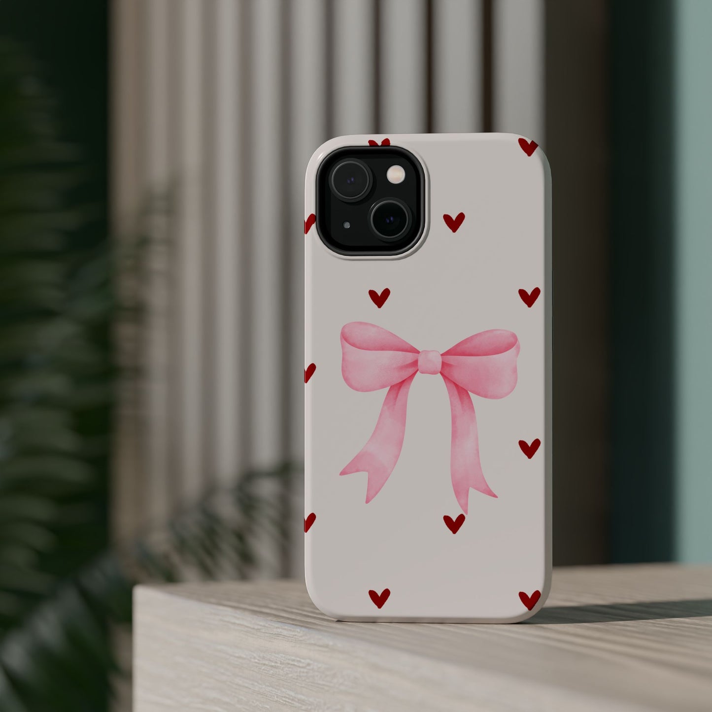 Pink Bow & Red Hearts MagSafe iPhone® Case