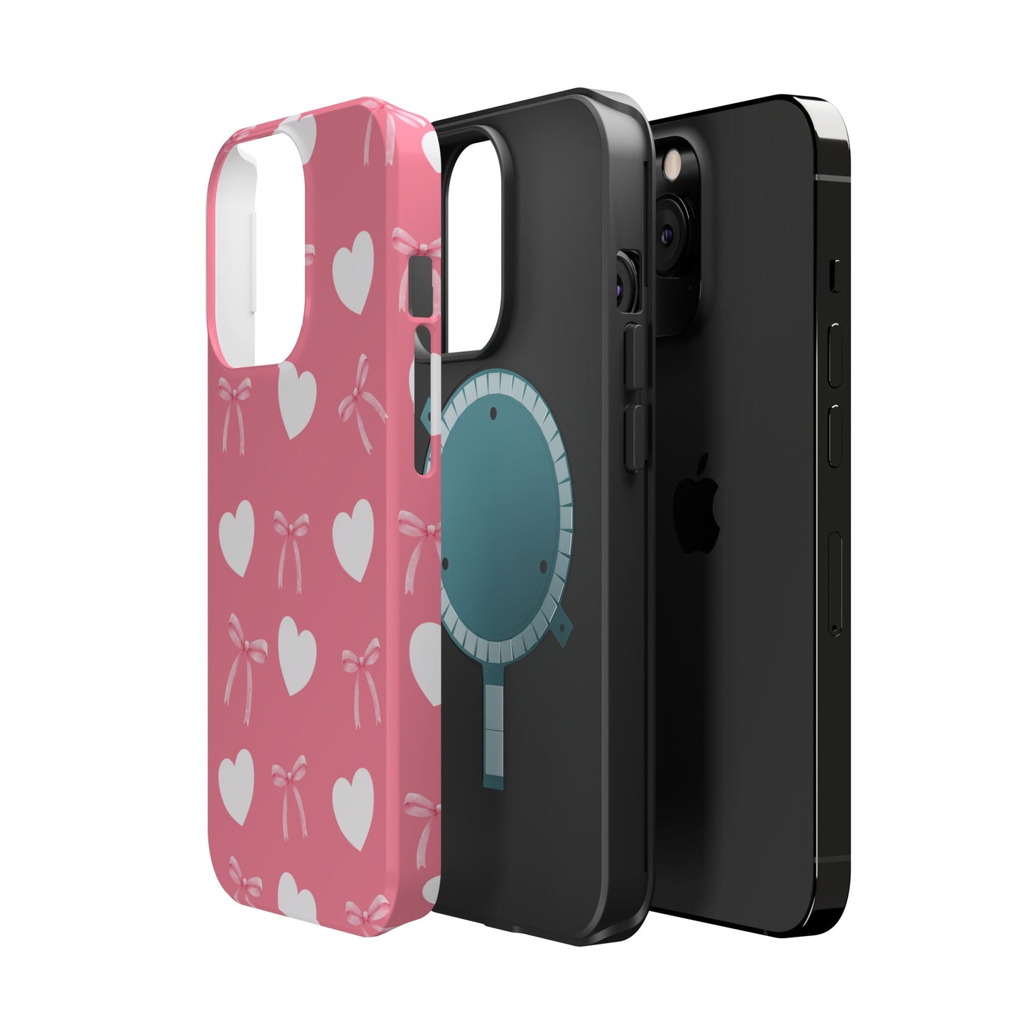 Pink Bow & White Hearts MagSafe iPhone® Case