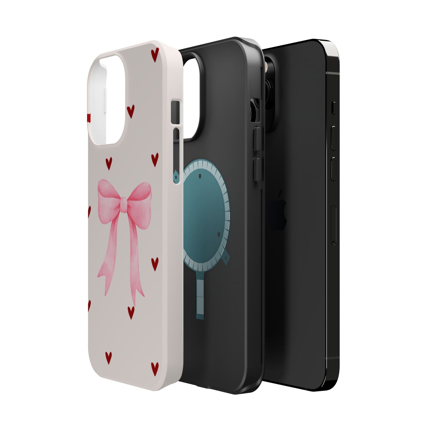 Pink Bow & Red Hearts MagSafe iPhone® Case