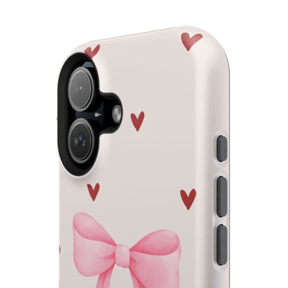 Pink Bow & Red Hearts MagSafe iPhone® Case