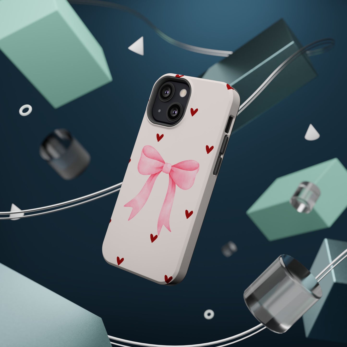 Pink Bow & Red Hearts MagSafe iPhone® Case