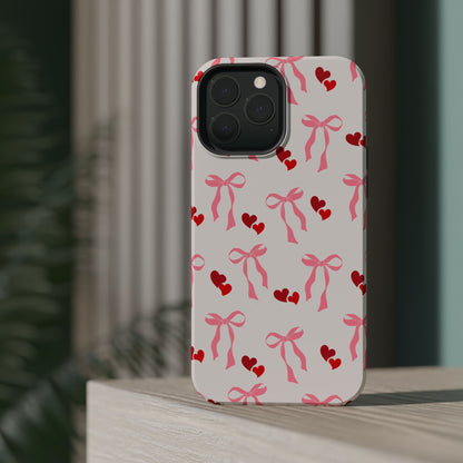 Pink Bows & Hearts MagSafe iPhone® Case