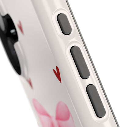 Pink Bow & Red Hearts MagSafe iPhone® Case