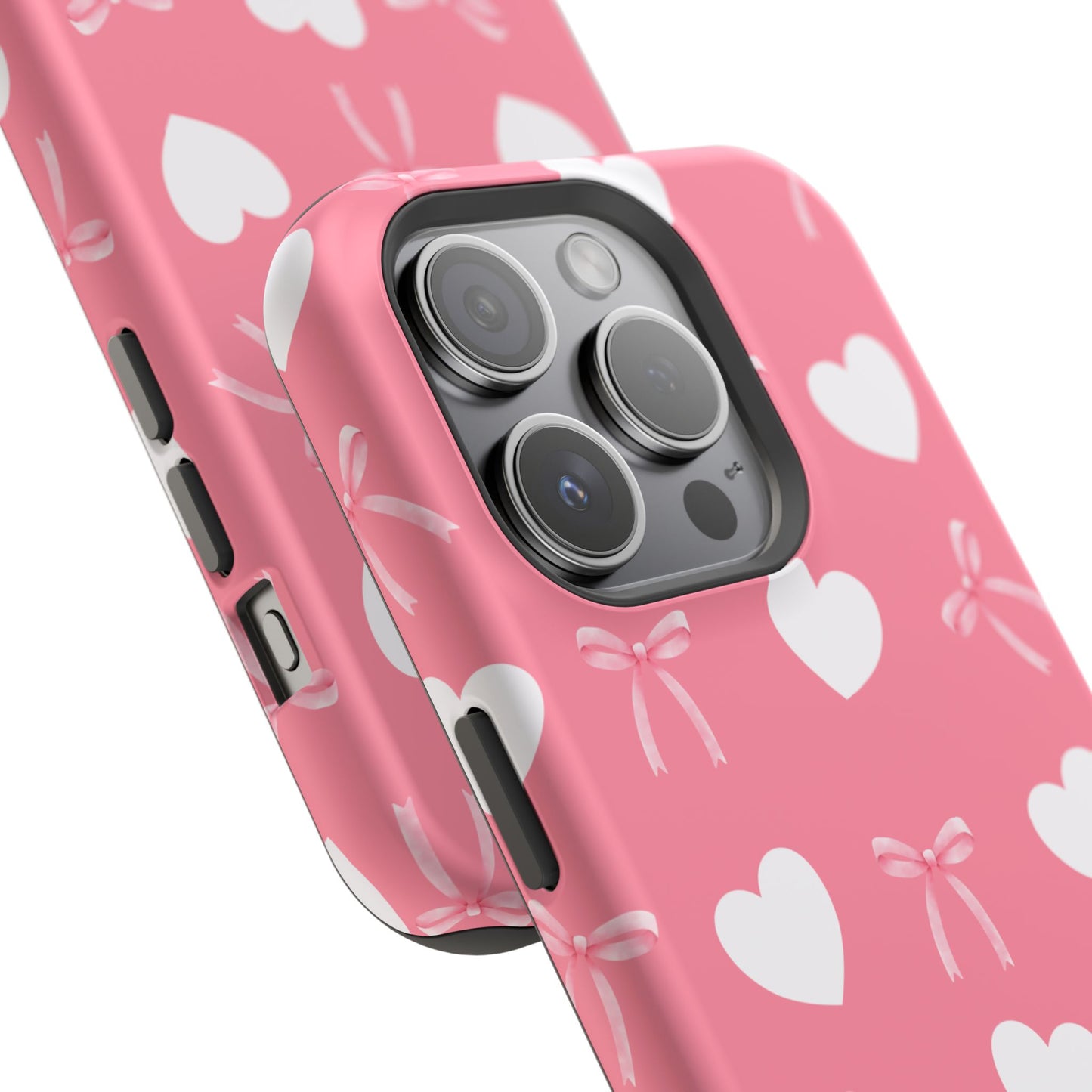 Pink Bow & White Hearts MagSafe iPhone® Case