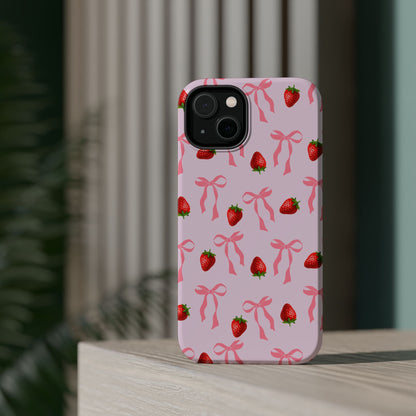 Pink Bow & Strawberry MagSafe iPhone® Case