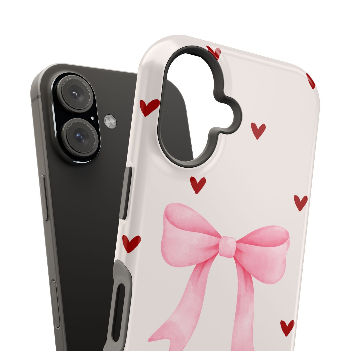Pink Bow & Red Hearts MagSafe iPhone® Case