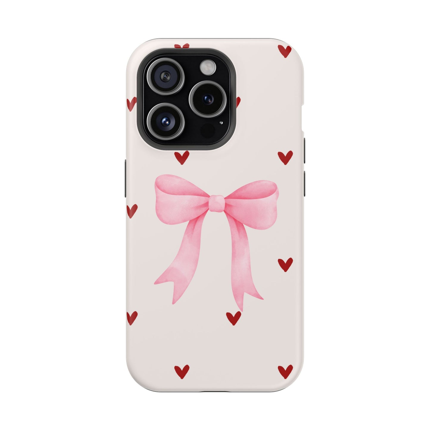 Pink Bow & Red Hearts MagSafe iPhone® Case