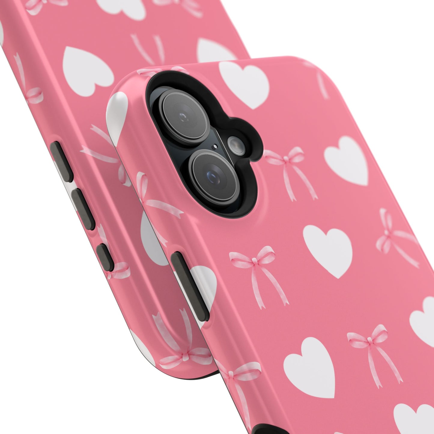 Pink Bow & White Hearts MagSafe iPhone® Case