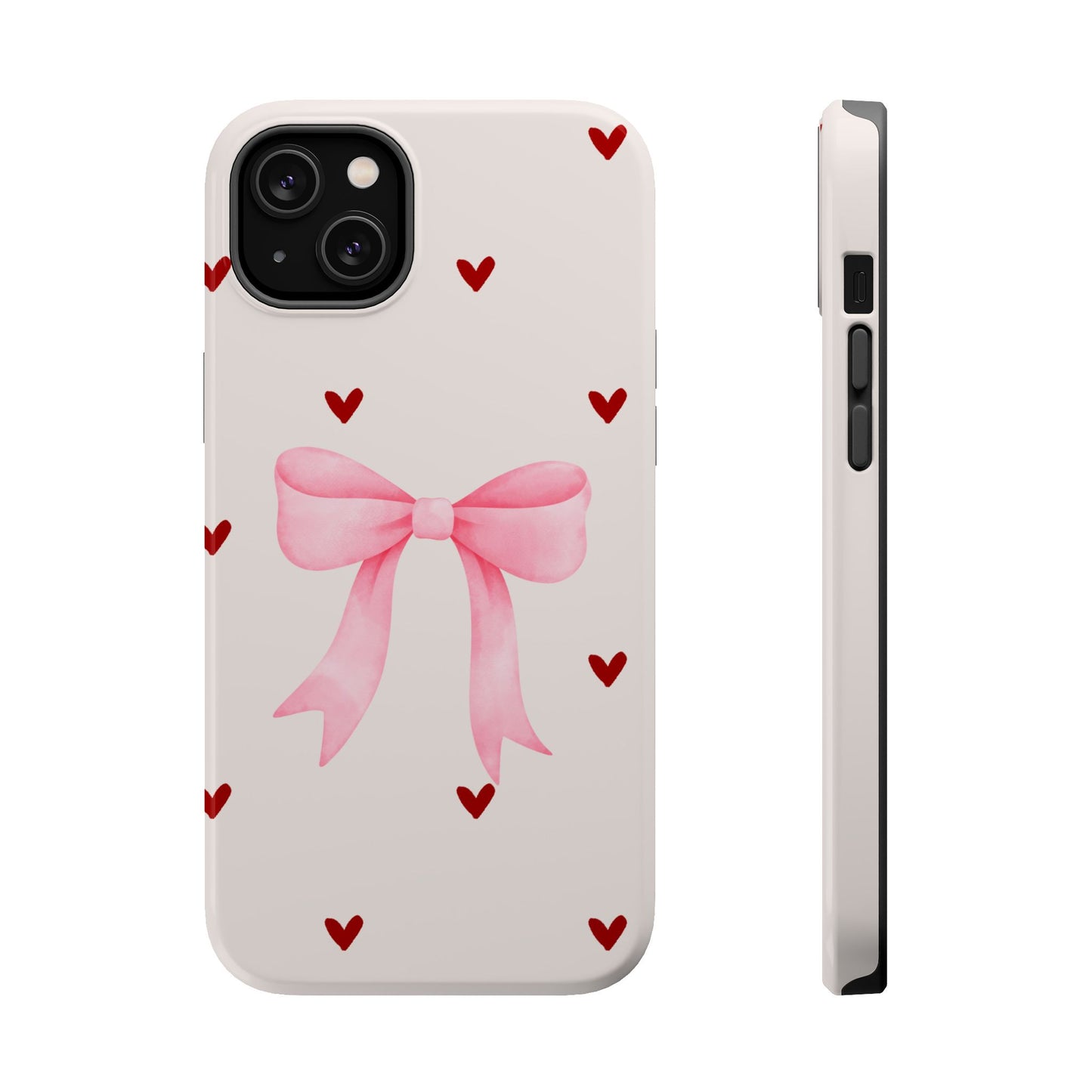 Pink Bow & Red Hearts MagSafe iPhone® Case