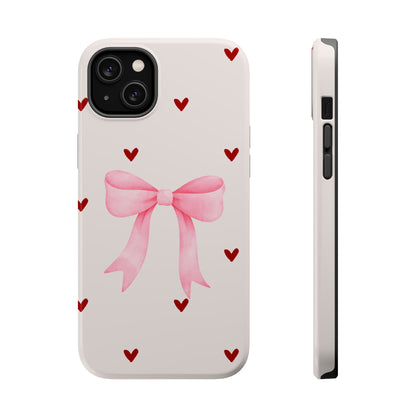Pink Bow & Red Hearts MagSafe iPhone® Case