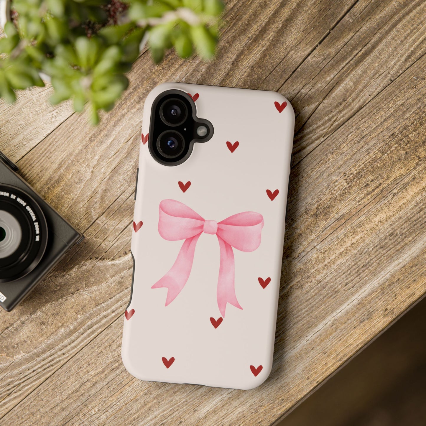 Pink Bow & Red Hearts MagSafe iPhone® Case