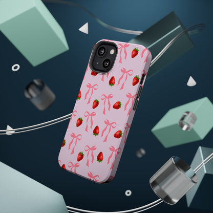 Pink Bow & Strawberry MagSafe iPhone® Case