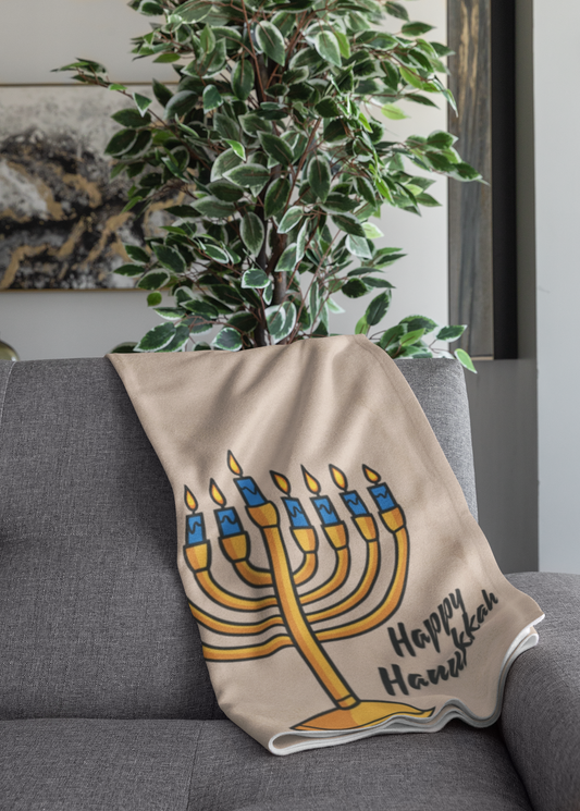 Happy Hanukkah Cozy Plush Throw Blanket