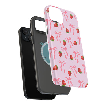 Pink Bow & Strawberry MagSafe iPhone® Case