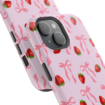 Pink Bow & Strawberry MagSafe iPhone® Case
