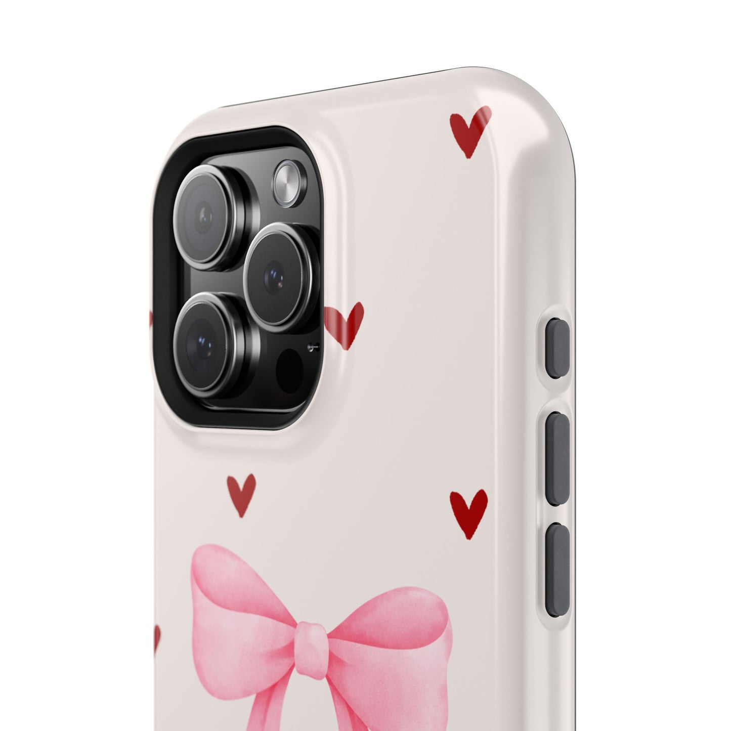 Pink Bow & Red Hearts MagSafe iPhone® Case
