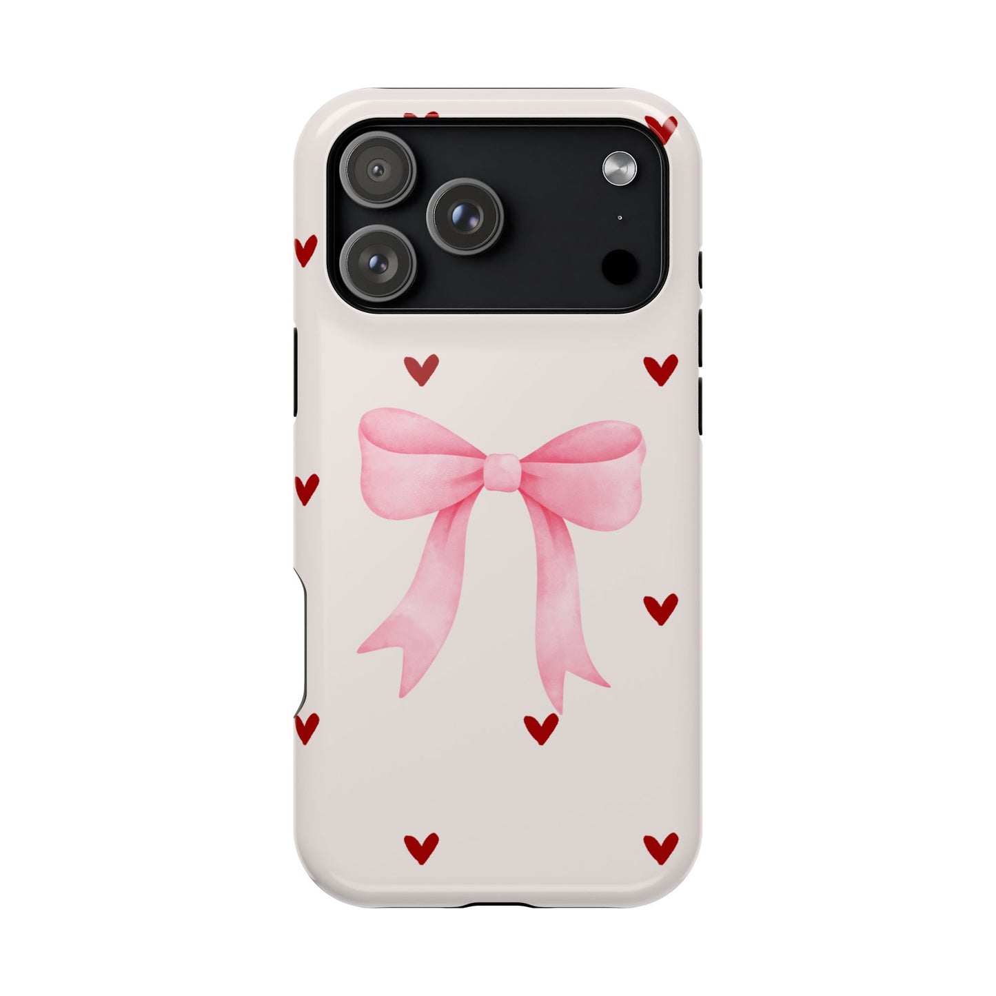 Pink Bow & Red Hearts MagSafe iPhone® Case