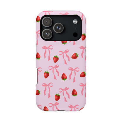 Pink Bow & Strawberry MagSafe iPhone® Case