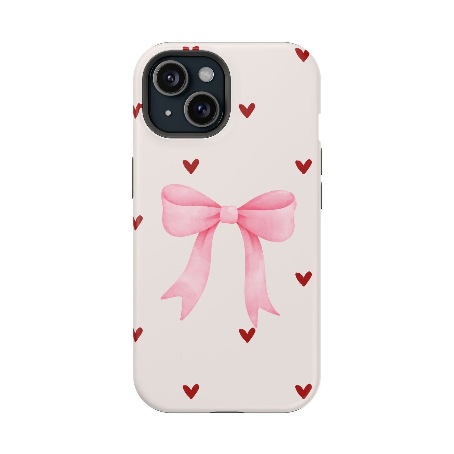 Pink Bow & Red Hearts MagSafe iPhone® Case
