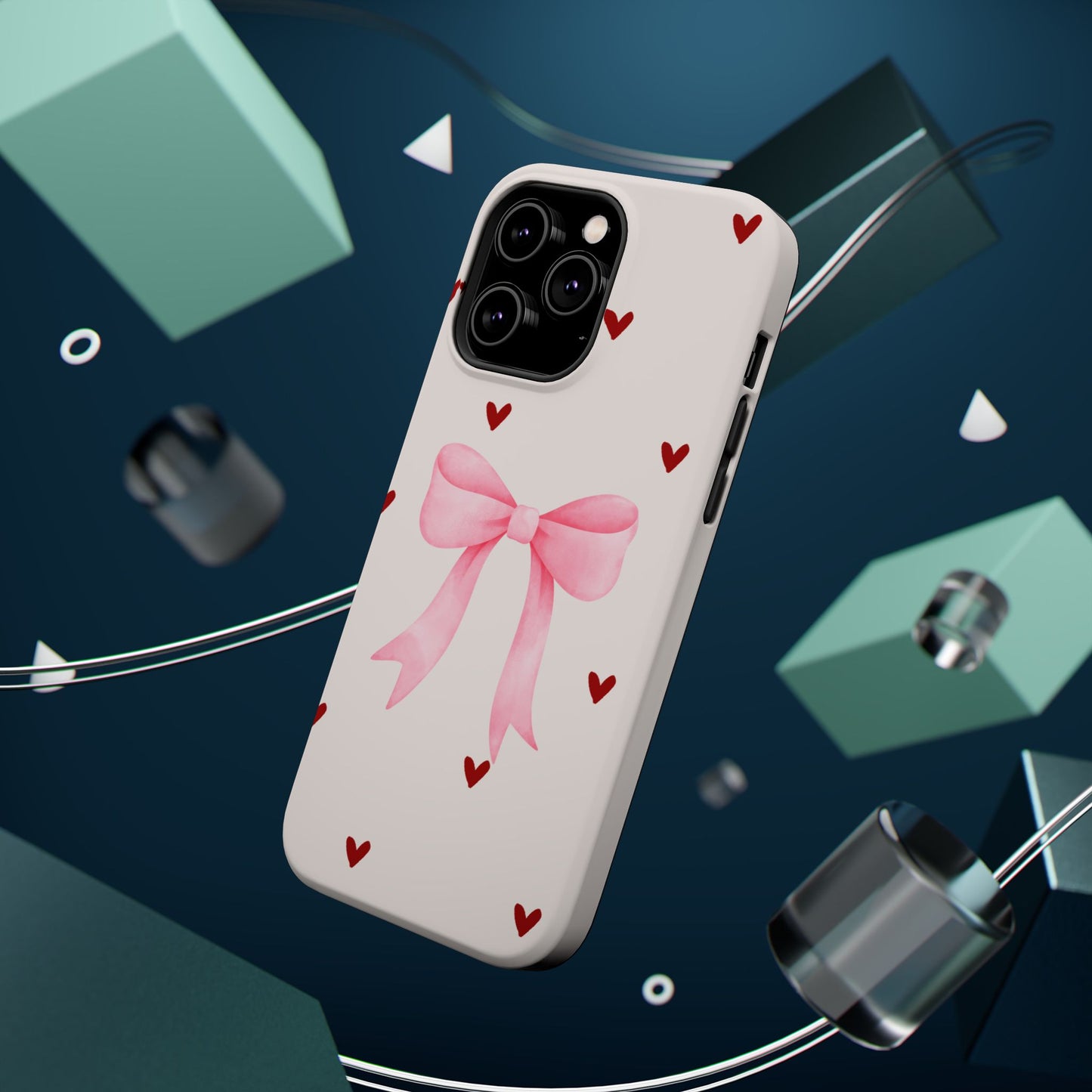 Pink Bow & Red Hearts MagSafe iPhone® Case