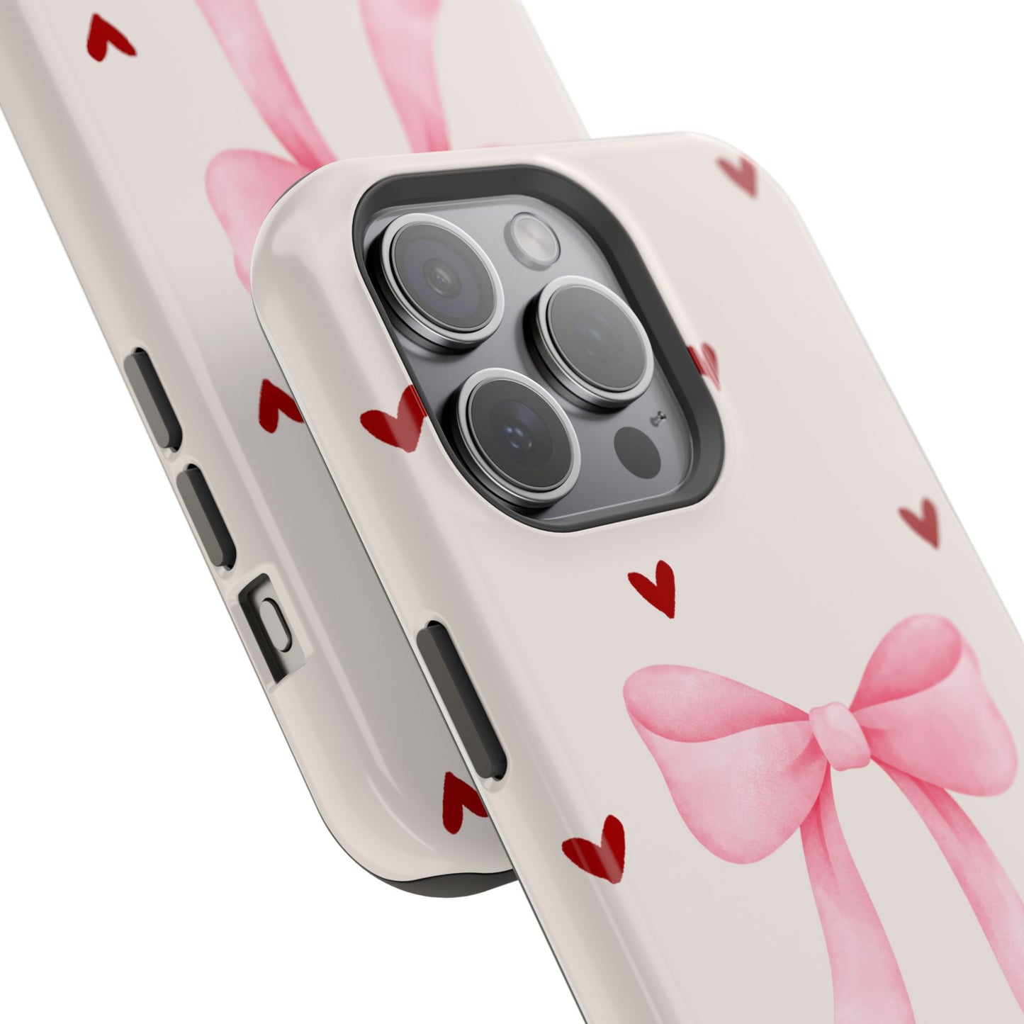 Pink Bow & Red Hearts MagSafe iPhone® Case